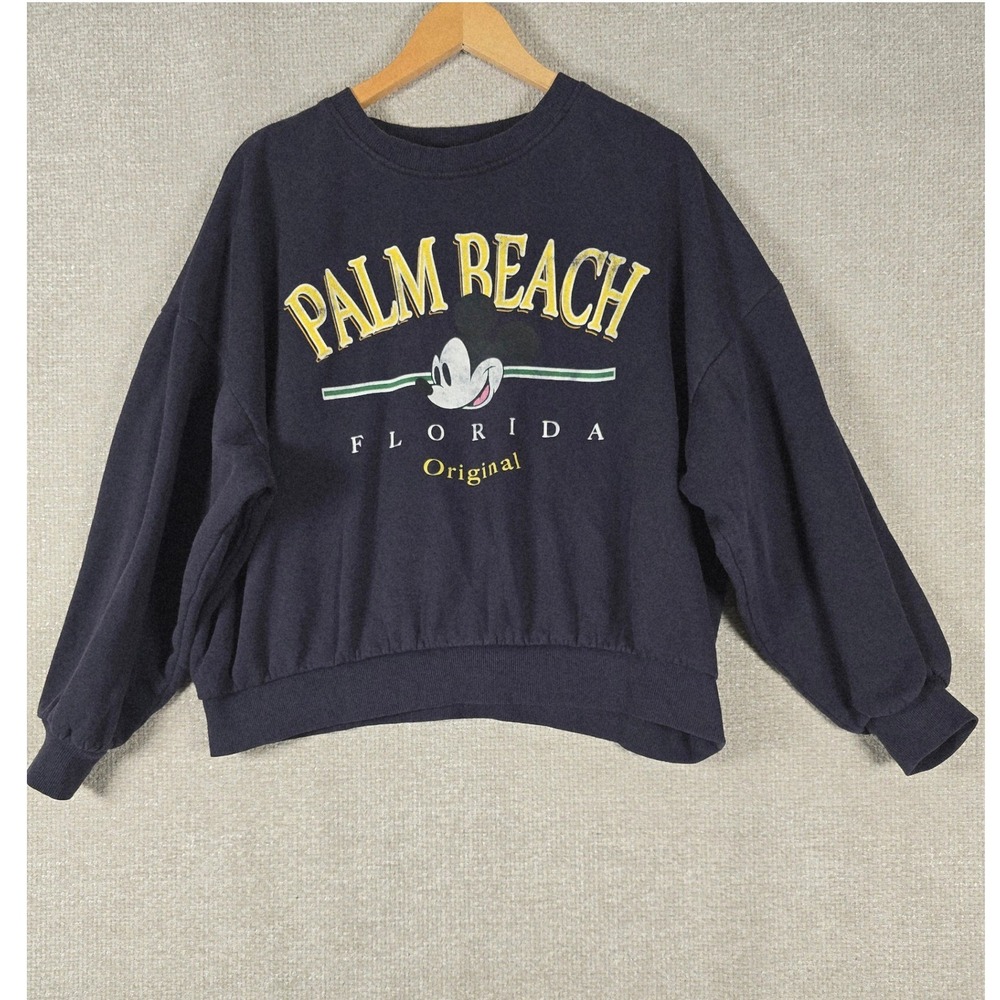 H&M Disney Palm Beach Florida Mickey Mouse Sweatshirt Navy Blue‎ Womens Medium